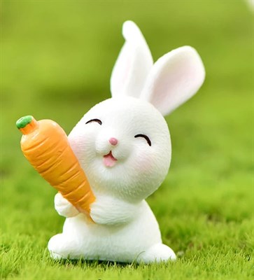 Кролик с морковкой мини-фигурка 2,5*4,5см - фото 10147
