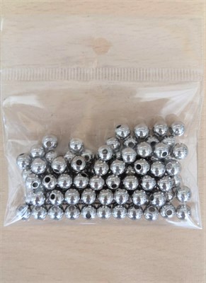 Бусины пластик 6мм 10гр Цв.металлик серебро - фото 10515
