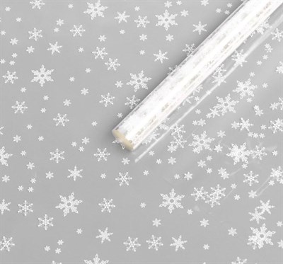 Пленка глянцевая "Снежинки", белая, 0,7 х 8,2 м, 40 мкм, 200 гр - фото 10659