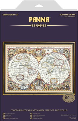 Н-р д/вышивания Panna PZ-1842 Географическая карта мира. Золотая серия - фото 13076
