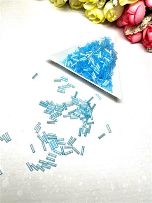 Бисер Китай стеклярус,цвет: голубой, 30гр - фото 13250
