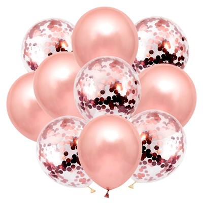 Н-р шариков микс с конфетти, с фольгированием, цвет розовый - фото 13271
