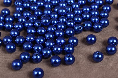 Бусины пластик жемчуг 8мм 20гр синий - фото 13567