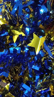 Мишура широкая, со звездами 1шт, цвет синий - фото 13575