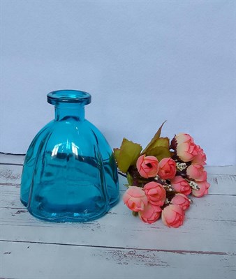 Сосуд стеклянный "цветок" Цв. голубой 10*11 см - фото 13786