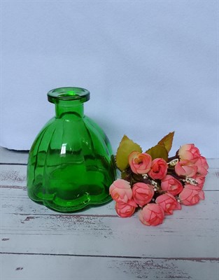 Сосуд стеклянный "цветок" Цв. зеленый 10*11 см - фото 13787