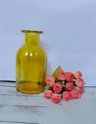 Сосуд стеклянный "вазочка" Цв. желтый 7*14 см - фото 13790
