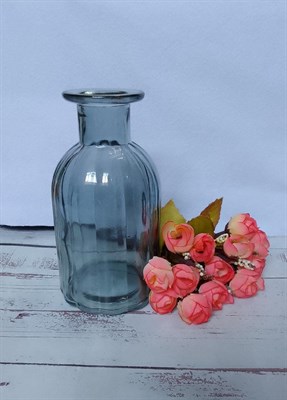 Сосуд стеклянный "вазочка" Цв. серый 7*14 см - фото 13791