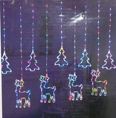 Электрогирлянда бахрома 9 лампочек, новогодние фигуры, с пультом ДУ - фото 13970