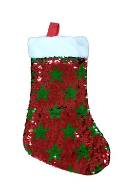 Рождественский носок с пайетками 38*19,5см, цвет ассорти  - фото 15024