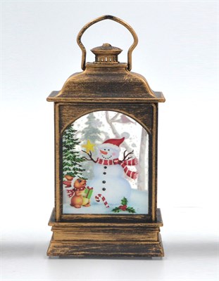 Фонарик новогодний прозрачные окошки с лампочкой-свечкой 12,5*6*2,7см  - фото 15044