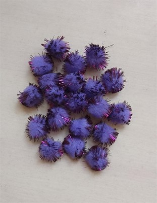 Помпоны акриловые с люрексом 2см 20шт Цв. фиолетовый - фото 15091