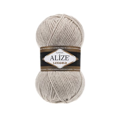 Пряжа Alize lanagold classic 51% акрил/49% шерсть 100гр №152 Бежевый меланж 104264 - фото 15120