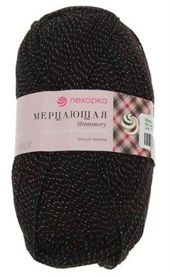 Пехорка Мерцающая 96%акрил/4%метанит 100г/430м цв. 02 Черный 103054 - фото 16029