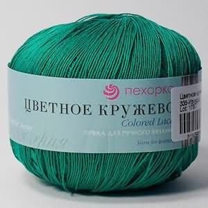 Пехорка Цветное кружево 100% хлопок 50г цв. 335 изумруд 16121 - фото 16164