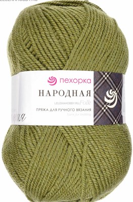 Пехорка Народная 100гр 30% шерсть/70% акрил цв.478 Защитный - фото 16289