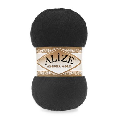 Пряжа Alize Angora gold 80% акрил/20% шерсть 100гр, цв.60 Черный - фото 16406