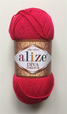 Пряжа Alize Diva stretch 8% эластик/92% микрофибра 100гр, цв.396 Мак 104966 - фото 16413