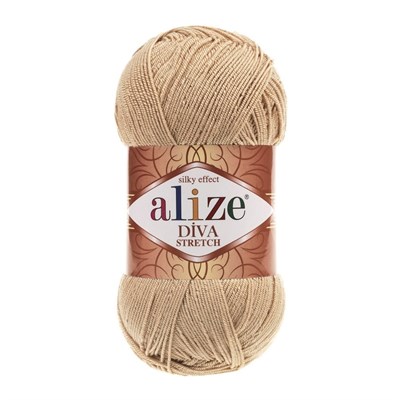 Пряжа Alize Diva stretch 8% эластик/92% микрофибра 100гр, цв.368 Св.бежевый 104969 - фото 16416