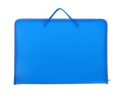 Папка д/чертежей и рисунков А3, 46*32,5*5см, с ручками, пластик, молния, "Офис", синяя - фото 17607
