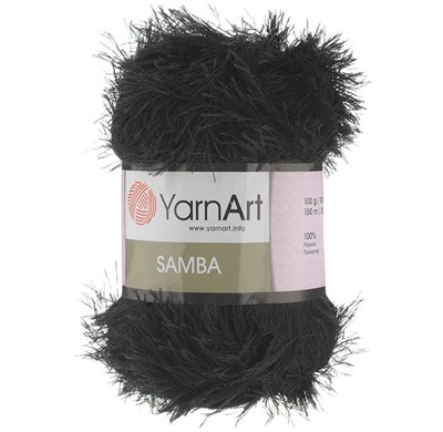 Пряжа YarnArt Samba 100% полиэстер 100гр, 02 Черный  - фото 17997