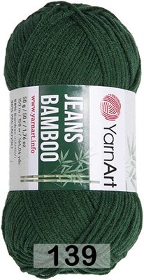 Пряжа YarnArt Jeans Bamboo 50% бамбук/50% акрил 50г, Цв.139 Т.зеленый - фото 18009