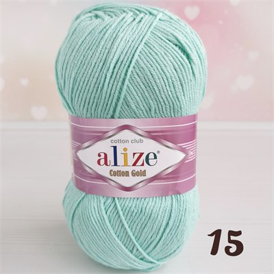 Пряжа Alize cotton gold 55% хлопок/45% акрил №15 Водная зелень 106228 - фото 18059