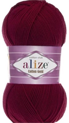 Пряжа Alize cotton gold 55% хлопок/45% акрил №57 Бордовый 106246 - фото 18120