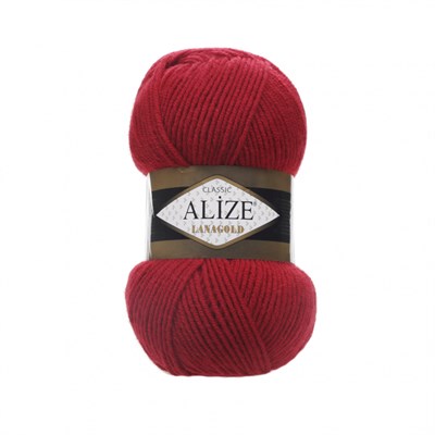 Пряжа Alize lanagold classic 51% акрил/49% шерсть 100гр №56 Красный - фото 18152