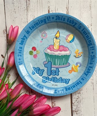 Набор праздничных тарелок "My 1st Birthday" 10 шт уп - фото 18274
