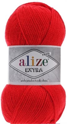 Пряжа Alize Extra 90% акрил/10% шерсть 100гр/220м №56 Красный - фото 18588