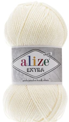 Пряжа Alize Extra 90% акрил/10% шерсть 100гр/220м №62 Молочный 106389 - фото 18598