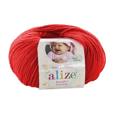 Пряжа Alize Baby Wool 50гр, шерсть 40%/акрил 40%/бамбук 20% №56 Красный 106412 - фото 18619