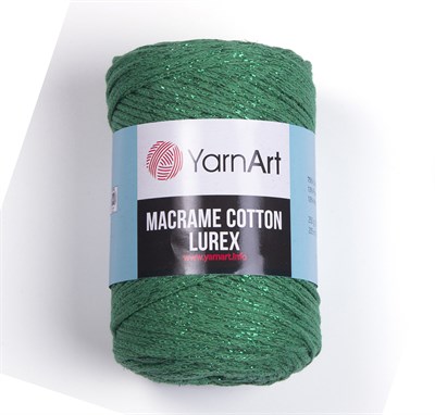 Пряжа YarnArt Macrame Cotton Lurex 75% хлопок/13% полиэстер/12% металлик 250г №728 Изумрудно зеленый - фото 18785