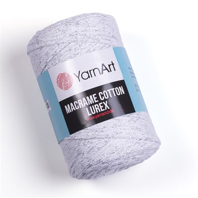 Пряжа YarnArt Macrame Cotton Lurex 75% хлопок/13% полиэстер/12% металлик 250г №720 Белый с серебром - фото 18788