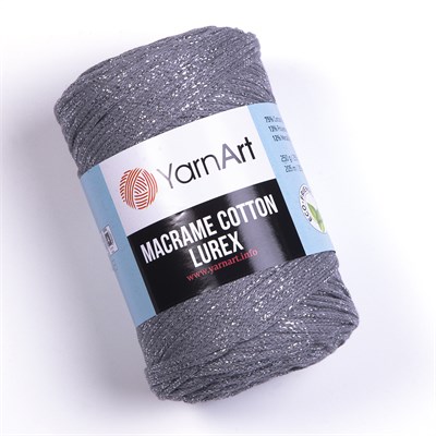 Пряжа YarnArt Macrame Cotton Lurex 75% хлопок/13% полиэстер/12% металлик 250г №737 Серый 106945 - фото 18802