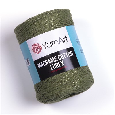Пряжа YarnArt Macrame Cotton Lurex 75% хлопок/13% полиэстер/12% металлик 250г №741 Хаки - фото 18806