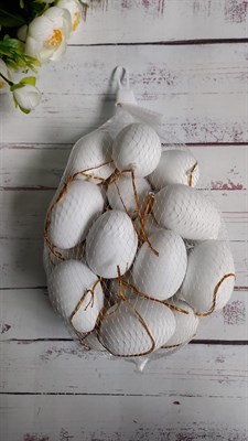 Н-р декоративных яиц 6см, с подвесом, пластик, 20шт, цв белый - фото 19283