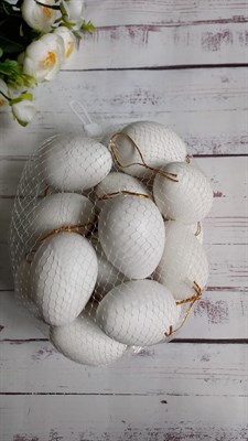 Н-р декоративных яиц 7см, с подвесом, пластик, 20шт, цв белый - фото 19284