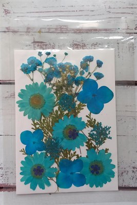 Декор Сухоцветы мини "цветочки" ассорти 10*14см, голубой микс - фото 20507
