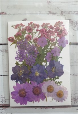 Декор Сухоцветы мини "цветочки" ассорти 10*14см, сиренево-фиолетовый микс - фото 20508