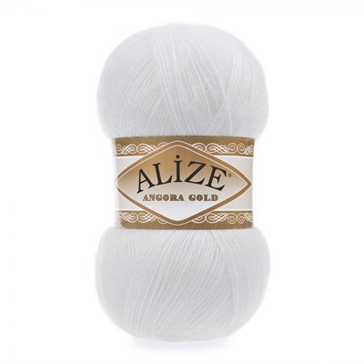 Пряжа Alize Angora gold 80% акрил/20% шерсть 100гр, цв.55 Белый 108240 - фото 20529