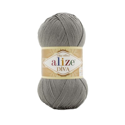 Пряжа Alize Diva 100% микрофибра цв.87 Серый 108261 - фото 20549