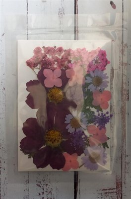 Декор Сухоцветы мини "цветочки" ассорти 10*14см, фиолетово-розовый микс - фото 20800