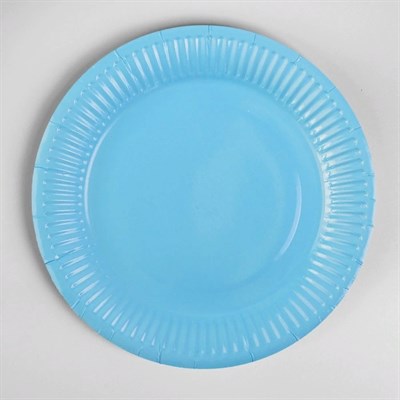 Набор одноразовых тарелок 16см 10шт, цв голубой  - фото 21107