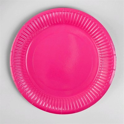 Набор одноразовых тарелок 16см 10шт, цв ярко-розовый  - фото 21110