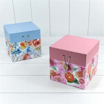 Коробка подарочная Акварельные цветы куб 14,5*14,5*15см - фото 21716