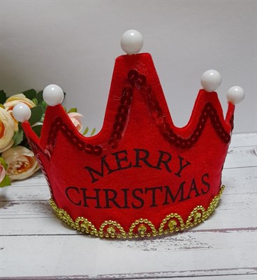 корона- ободок светящаяся Merry Chistmas цв. красный - фото 22467