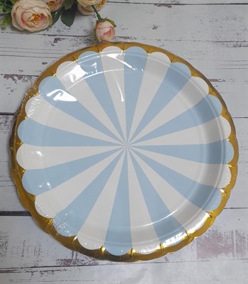 Набор одноразовых тарелок Луч бело-голубой22см 10шт - фото 22470