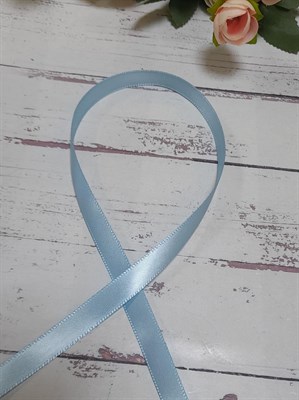 Лента атласная цв нежно-голубой 1см 1 метр - фото 23103